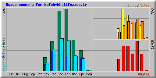 Usage summary for kafsh-khalifezade.ir